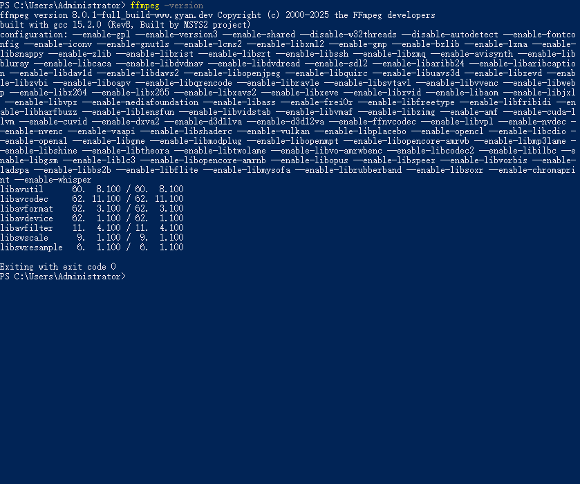 FFmpeg视频合并、转码、提取、压缩等